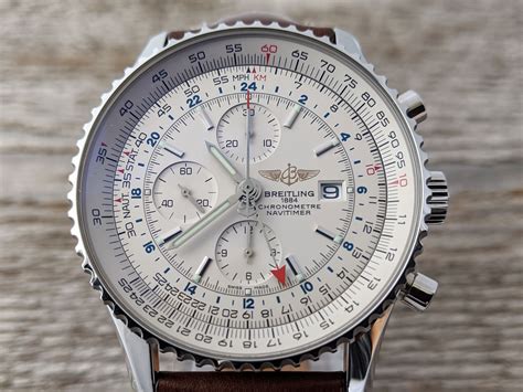 breitling navitimer world rubber strap silver dial wrist shots|Breitling Navitimer white dial.